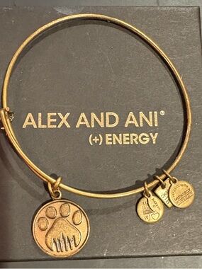 Alex and Ani Gold Paw Print Charm Bangle
